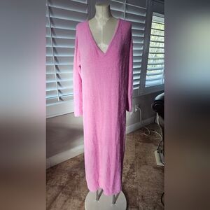 Free People Intimately Pink V-Neck Long Sleeve Maxi Dress S